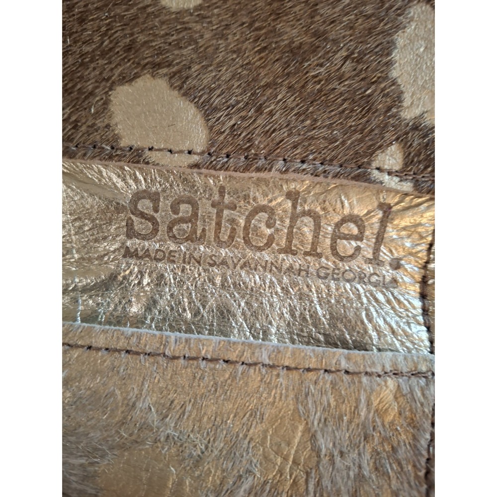 Satchel Cow Hide Brown /Gold Women's Wallet Savannah Georgia USA Western Boho - Picture 5 of 7